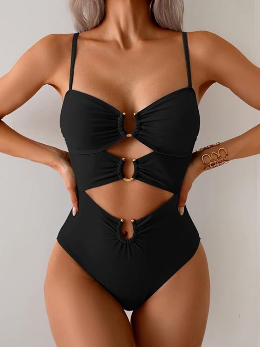 Women's Cut Out Black One Piece Swimsuit